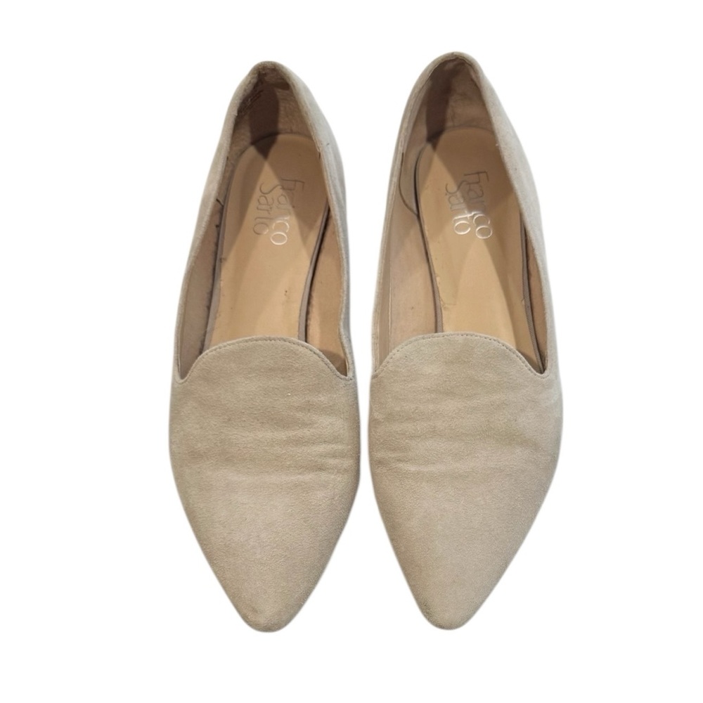 FRANCO SARTO Leather Suede Silver Back Pointy Flat Shoes 9.5
